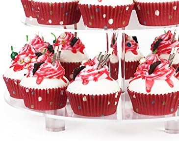Posto de cupcakes de 4 camadas do Yestbuy com base, suporte de torre de cupcakes de acrílico, suporte premium de cupcakes, suporte de árvore de exibição de cupcakes transparente para 52 cupcakes, exibição para pastelaria de aniversário de casamento