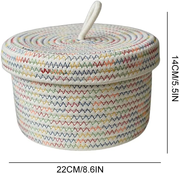 Me pergunto cestas com tampas de cotonete decoração de cesto de armazenamento de corda de algodão para prateleiras