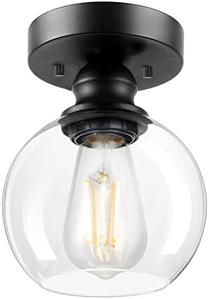 Luz de teto de montagem semi -semi -nivelada industrial, lâmpada de teto pendurada vintage, lâmpada de lâmpada pendente