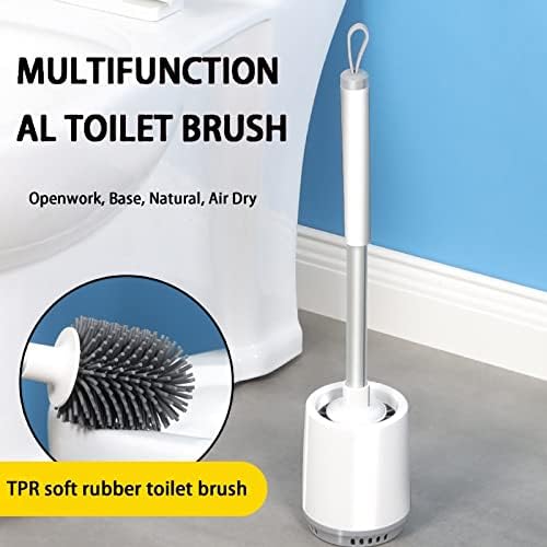 Brush e suporte para banheiros e suporte de banheiro de duas peças, base de drenagem, cerdas de TPR, cabeça de escova