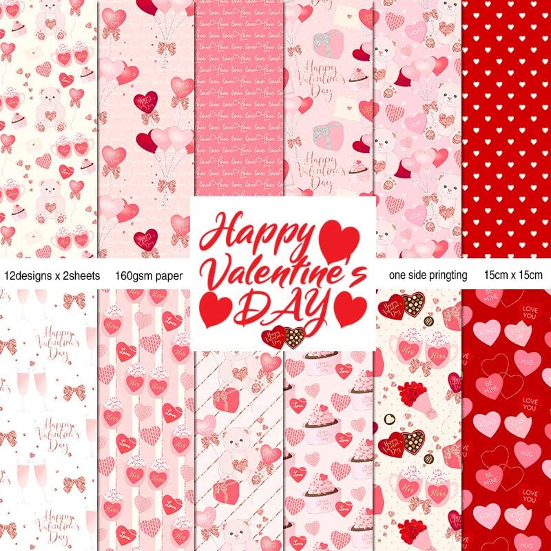 Vondyu Singe -lado 6 × 6 Dia dos namorados Padrão de amor de papel decoupages scrapbooking de almofada Fazendo feita à mão