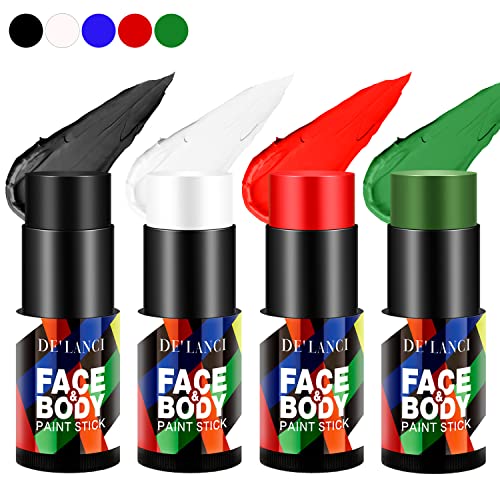 De'lanci Black Black Green Green Red Face Paint Stick, Creme Blêndsable Body Paint Stick, Sports Face Paint Foundation Maquia