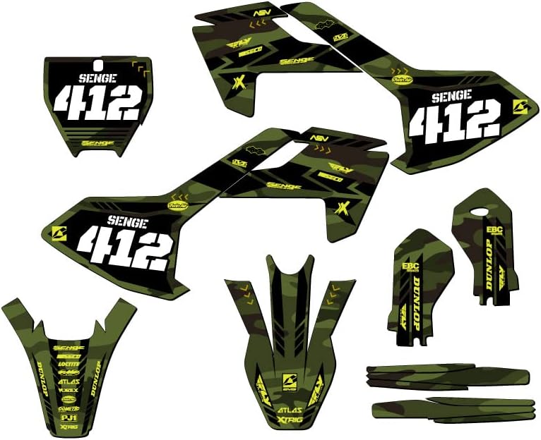 2019-2023 TC 65 Kit de gráficos Apache Green Senge Complete com Rider I.D. Compatível com Husqvarna