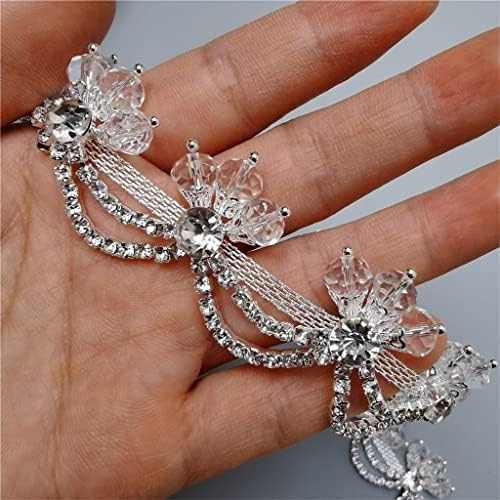 Zyzmh Corrente de cristal Bling Diamante Canteiro de fita Colar de fita Applique Sparkle Vestido de noiva 1.18 polegadas