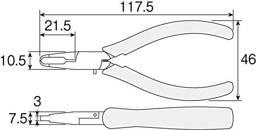 HOZAN N-36 End Nipper, Nipper anti-estático, especificações de ESD, para cortar lugares profundos, largura da lâmina: 0,1 polegadas, peso: 2,0 oz