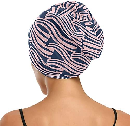 Skull Cap boné Sleep Work Hat para gorro para mulheres listradas geométricas modernas marinho rosa dormitura Capinho de