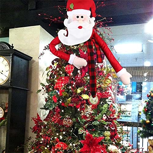 #1l55mm grande árvore de Natal Capéu de chapéu de Papai Noel Lenço xadrez Decorações de árvore de Natal Fandimentos de festa
