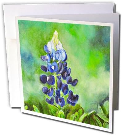 3drose Melissa A. Torres Art Florals - Uma pintura de um único bluebonnet no campo de grama - 1 cartão com envelope