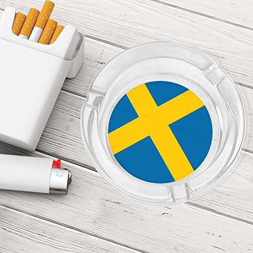 Suécia bandeira de bandeira de cigarro cinzeiros redondos bandeja de cinzas para fumantes para a mesa de hotel de hotel decoração