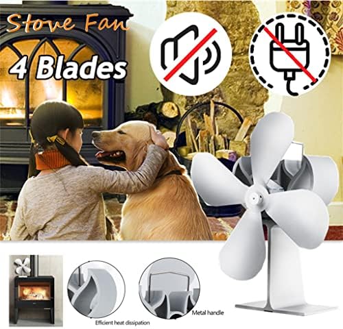 Scdcww Fan do fogão branco 4 Blade Firplace Fan