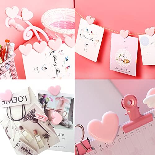Honbay 30pcs Clea Love Binder Clips Pequenos braçadeiras fotográficas mini clipes de papel decorativo clipes de coração rosa