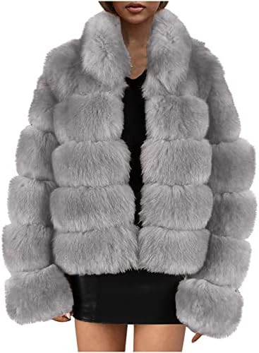 Narhbrg Women Faux Fur Jackets, fofos e fofos e confusos de lã de lã de casacos macios de casacos macios de tamanho moderno