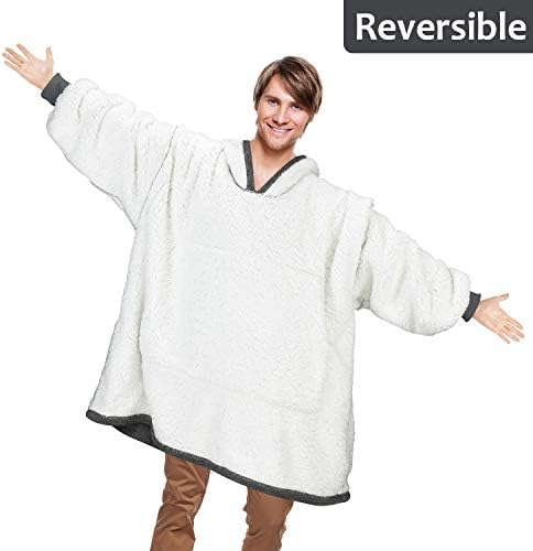 Solaris Sweatshirt de cobertor de grandes dimensões, capuz super macio e macio e aconchegante sherpa para adultos e adolescentes, reversível, capuz e bolso grande, tamanho único