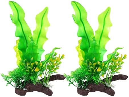 Bestoyard betta tanque de peixe decoração verde 2 pcs plantas aquários de plantas falsas plantas artificiais