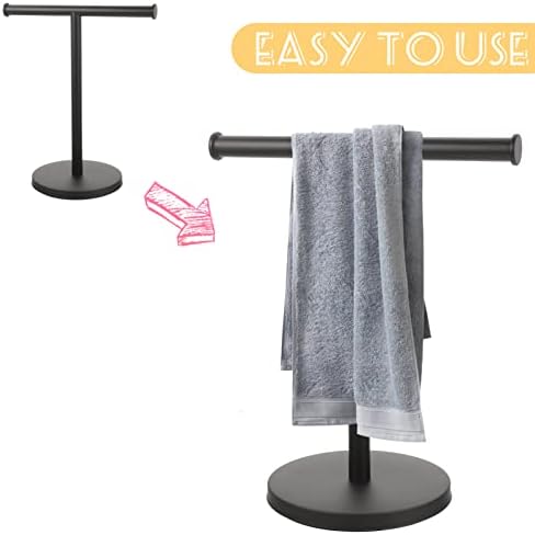 Posto do suporte para toalhas de mão Zerodeko: Banheiro de aço inoxidável Rack de toalha em forma de T Toalhas em forma de T Toalhas independentes do suporte de panos para a bancada da bancada da vaidade da cozinha preto