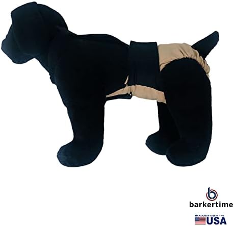 Barkertime Black On Beige Escape à prova d'água fralda de cães premium em geral, S, sem orifício de cauda - fabricado nos EUA