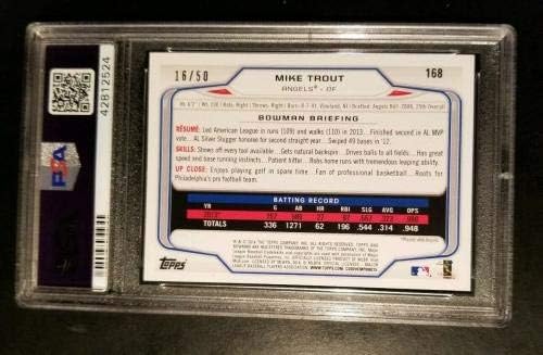 Mike Trout 2014 Bowman Gold 16/50 PSA NM -MT 8 - Cartões de estreia de Baseball Slabbed