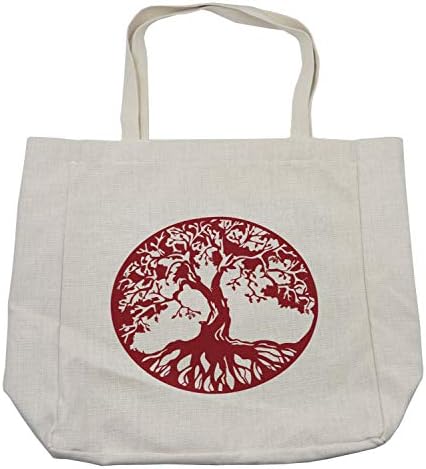 Bolsa de compras em árvore de Ambesonne, folhagem mitológica tradicional de carvalho silhueta simbolizando crescimento e prosperidade,
