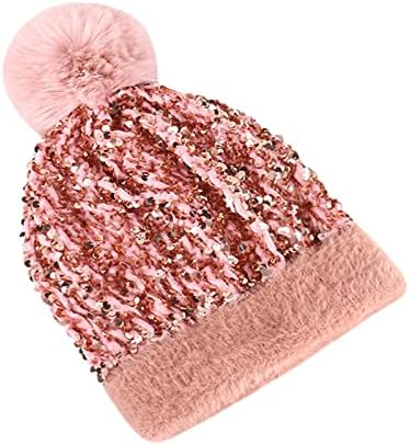 Guangyuan knit chapéu para mulheres mais quente aconchegante tweed tweed chapéu de inverno chull tampo windprooof chapéus de malha de inverno chapéus desleixados
