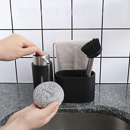 Dispensador de detergente para lavar louça de pia preto corrosão de pano de pano preto e resistente à ferrugem resistente e durável