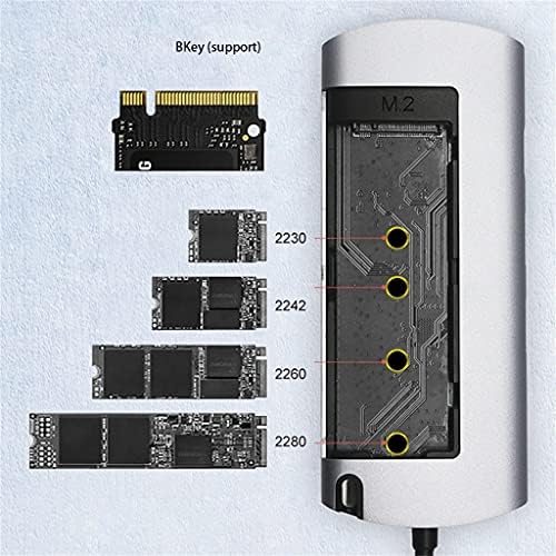 Sdewfg M.2 SSD Docking Station Tipo C Multifuncional 6-1 em 1 NGFF Drive Box Adaptador com USB3.0, RJ45, interface PD