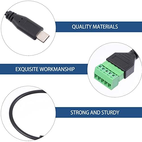 Adaptador de plugue solustre Cabos de extensão para parafuso USB Terminal de parafuso Tipo de parafuso do cabo C Terminal Bloco Terminal